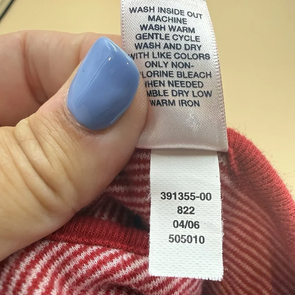 Baby Gap Y2K Dress Baby Girl 0-3 M Red Cotton Holly Print Striped S/S USA VTG